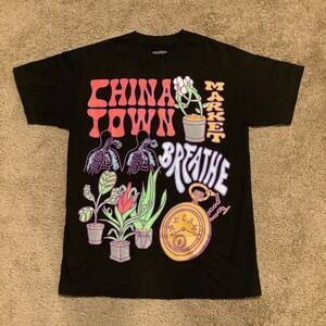 Chinatown Market‎ Breathe Relax Flower T Shirt Black Medium
